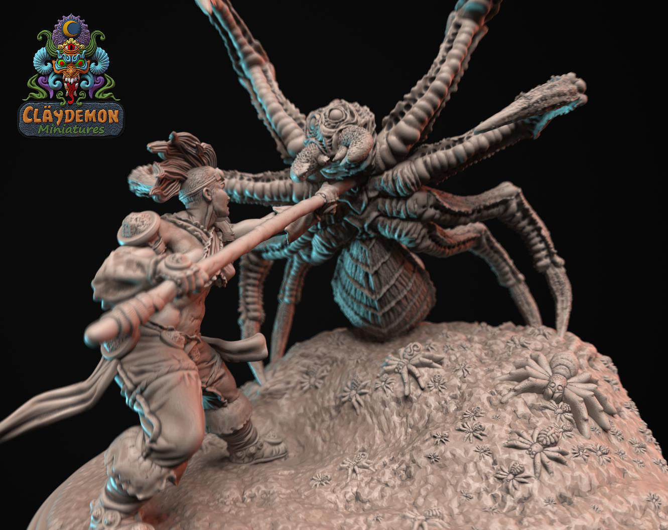Velris the Spider Buster Diorama Miniature - by Claydemon Miniatures