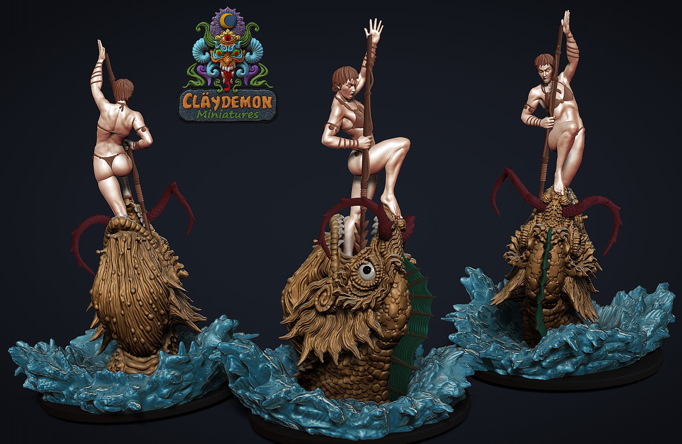 Skjorta the Seadragon Slayer Woman Miniature - by Claydemon Miniatures