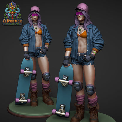 Skateboarder Girl Miniature - by Claydemon Miniatures