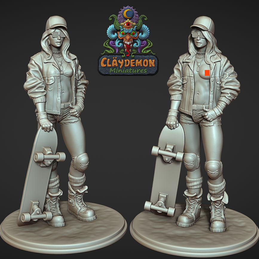 Skateboarder Girl Miniature - by Claydemon Miniatures