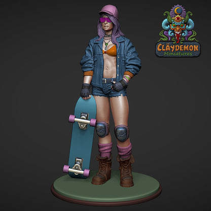 Skateboarder Girl Miniature - by Claydemon Miniatures
