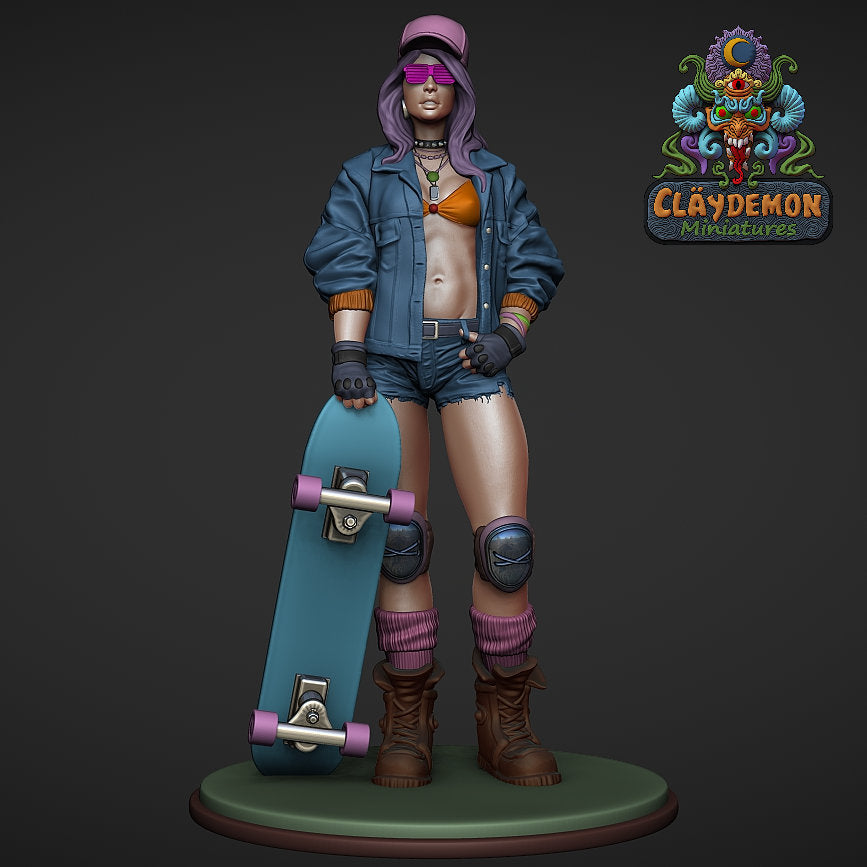 Skateboarder Girl Miniature - by Claydemon Miniatures