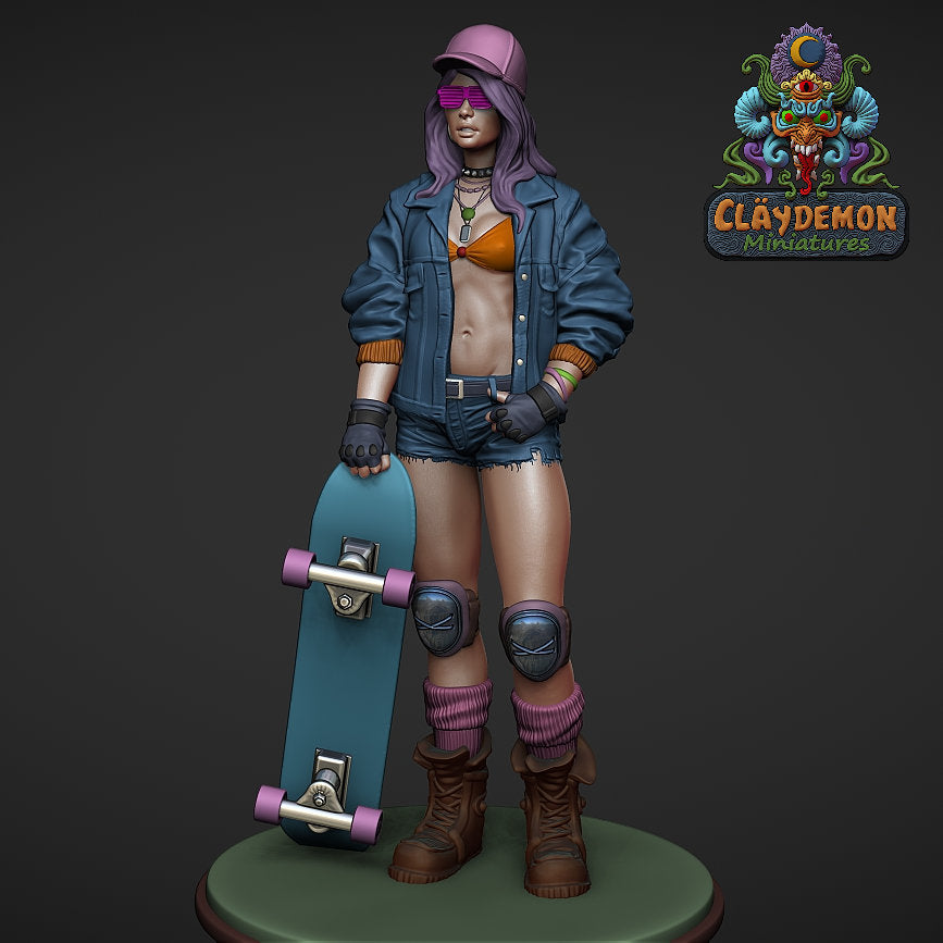 Skateboarder Girl Miniature - by Claydemon Miniatures