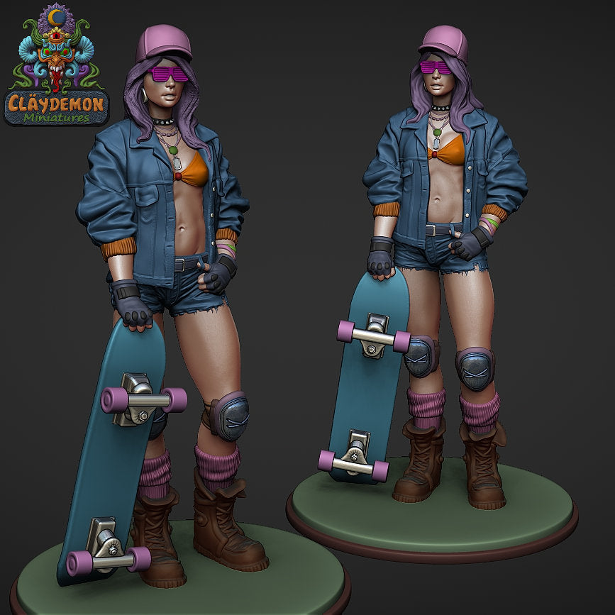 Skateboarder Girl Miniature - by Claydemon Miniatures