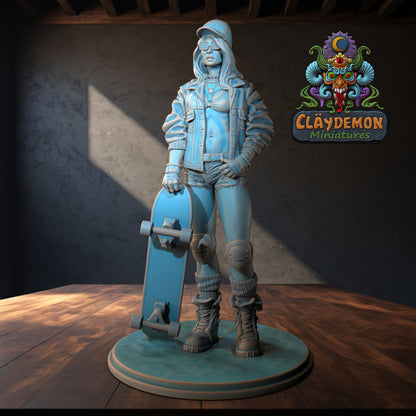 Skateboarder Girl Miniature - by Claydemon Miniatures