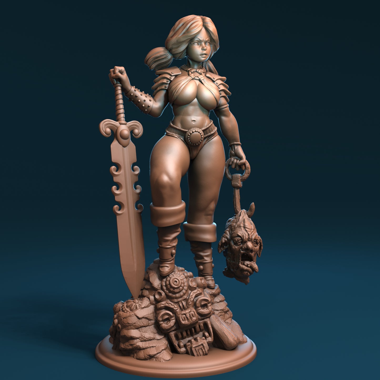 Ulma the Trollhunter Miniature - by Claydemon Miniatures