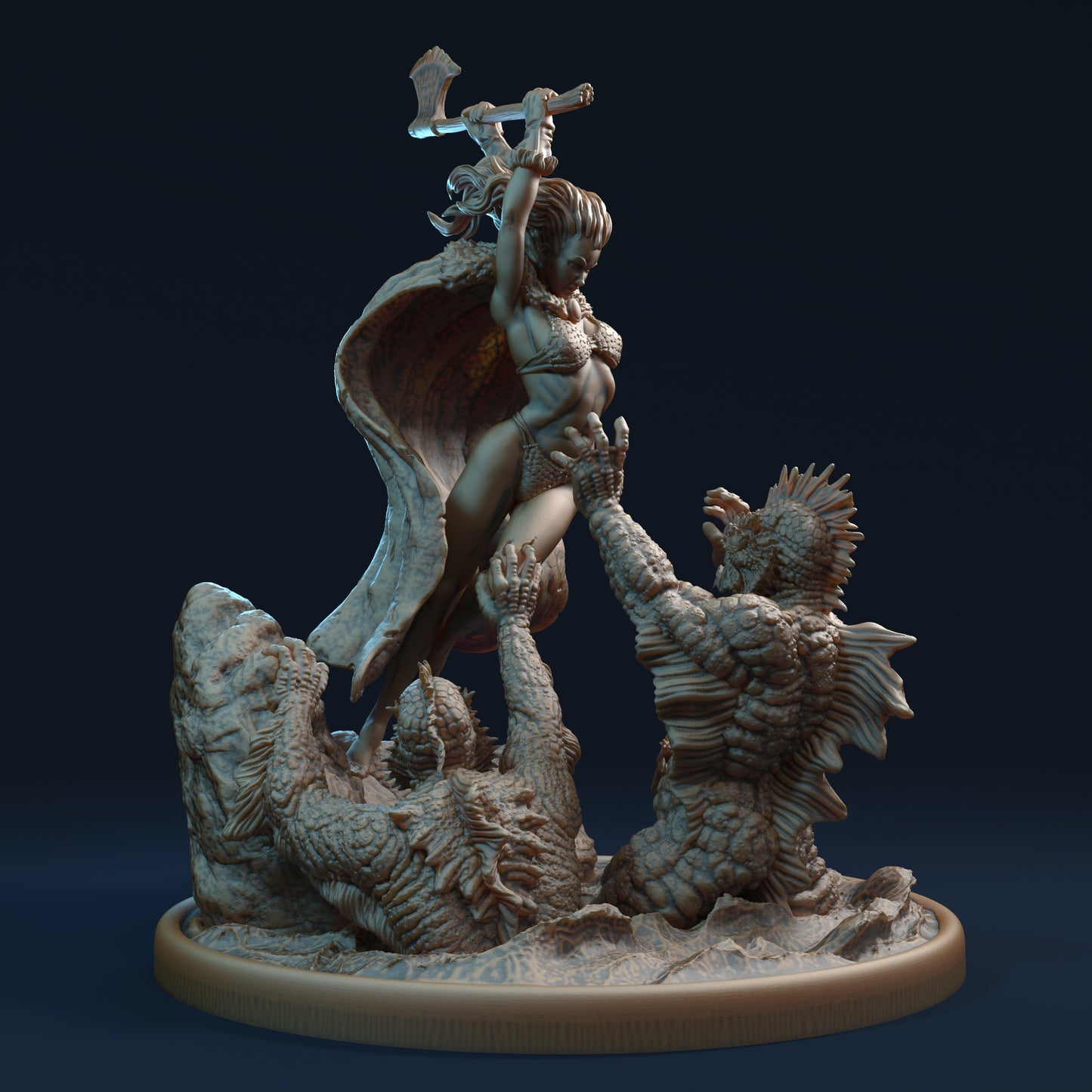 Vanathea the Deep One Slayer Miniature Miniature - by Claydemon Miniatures