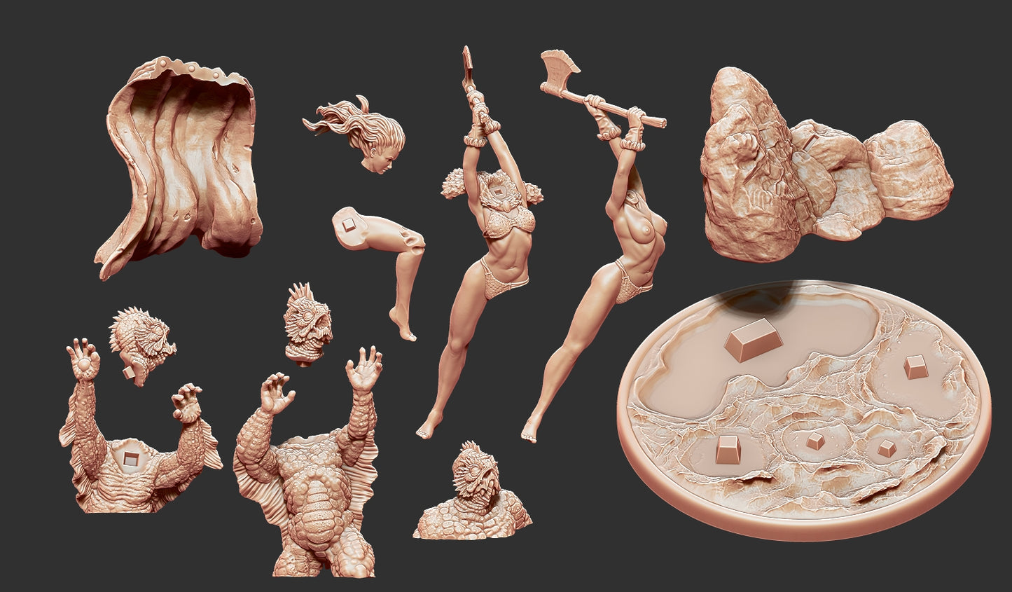 Vanathea the Deep One Slayer Miniature Miniature - by Claydemon Miniatures