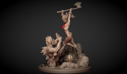Vanathea the Deep One Slayer Miniature Miniature - by Claydemon Miniatures