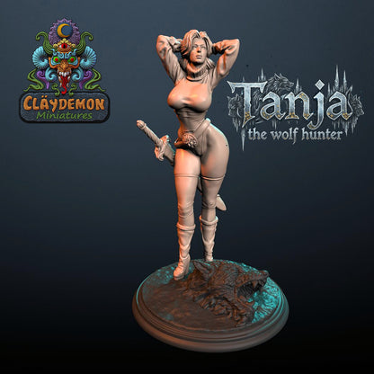 Tanja the Wolf Hunter Miniature - by Claydemon Miniatures