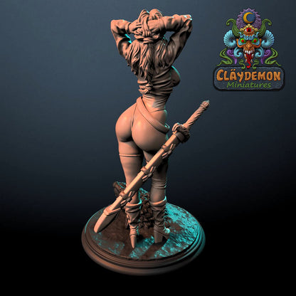 Tanja the Wolf Hunter Miniature - by Claydemon Miniatures