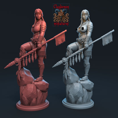 Yona the Buffalo Huntress Miniature - by Claydemon Miniatures